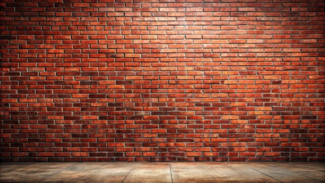 Red brick wall stretching far back, ideal for background or backdrop