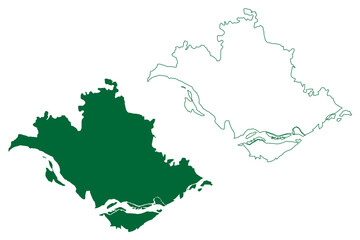 Begusarai district (Bihar State, Munger division, Republic of India) map vector illustration, scribble sketch Begusarai map