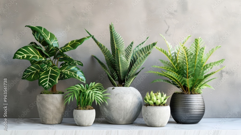 Sticker Artificial plants in fiber containers