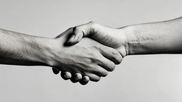 Two hands shaking in agreement, symbolizing partnership and unity in a collaborative environment