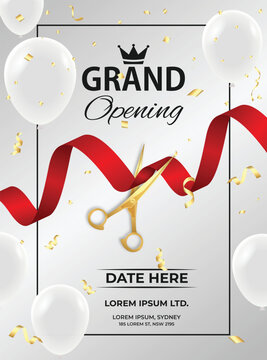 Luxury Grand Opening Banner with Attractive red Ribbon with Editable Text Effect in Red Background