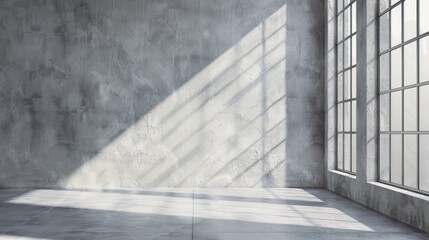 Fototapeta premium Gray backdrop with window light and shadows for showcasing products
