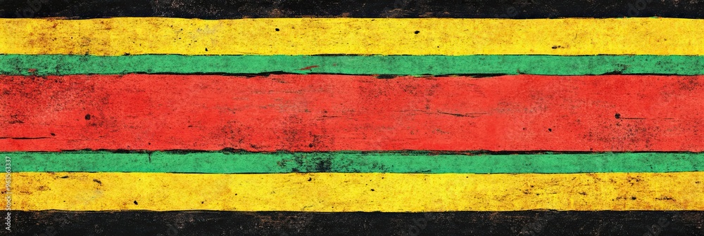 Poster vibrant reggae rasta patterns featuring bold colors against a weathered background