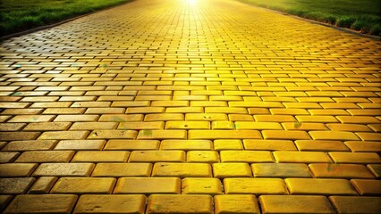 Background texture of a yellow brick road leading into the distance