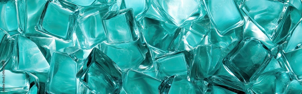 Poster vibrant teal abstract glass texture pattern on a smooth surface