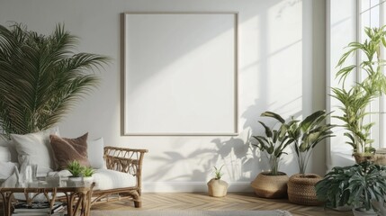 Minimalist Living Room with Empty Frame