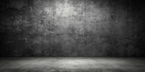Black wall texture with rough dark concrete floor, perfect for grunge backgrounds