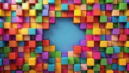 Colorful square shapes forming a geometric modern abstract background