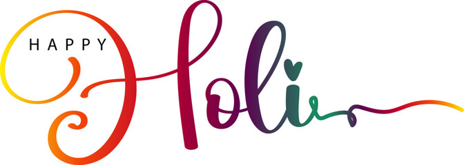 Happy Holi Greeting with Creative Holi Typography, Happy Holi gradient text vector