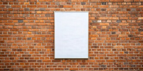 Blank advertising poster glued to a brick wall for copy space or message design