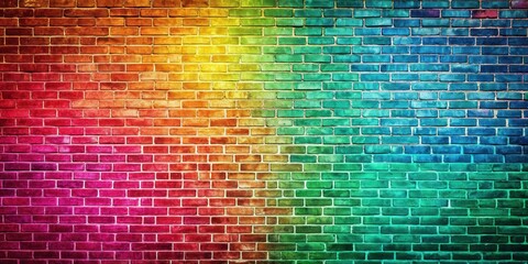 Vibrant gradient brick wall background in retro colors