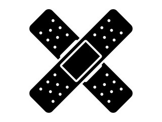 シンプルな絆創膏ばってんアイコンD：長方形黒