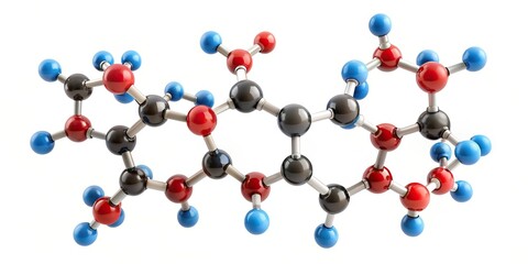 science, background, silhouette, macroscopic, abstract, chains, white, molecules, carbohydrate, amylopectin, atoms, close-up, Starch molecular structure isolated on white silhouette