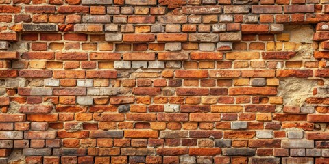 Obraz premium Rustic style brickwork pattern of an old destroyed stone wall with copy space