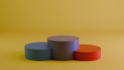 Podium in yellow background, 3d render
