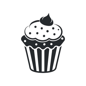 recommend clip art: Black silhouette cupcake Icon, muffin logo. Vector illustration isolated on white background. Can be used as icon, sign or symbol - cupcake silhouette.