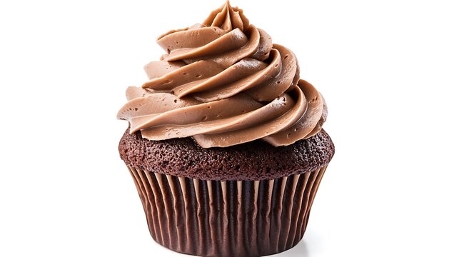 chocolate cupcake isolated on white background