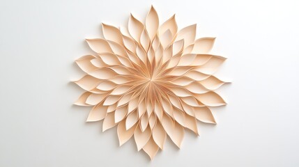 Intricate paper art design resembling a flower, crafted with delicate layered petals, perfect for minimalist decor.
