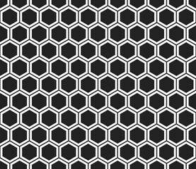 Background with Hexagon Pattern. Simple hexagon pattern with inner solid cells. Hexagonal shapes. Seamless tileable vector illustration.