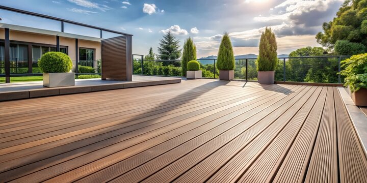 Outdoor terrace with WPC decking boards designed using advanced technology