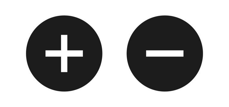 Add and remove round button icons. Plus minus circular web element icon vector illustration