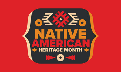 Native American Heritage Month in November. American Indian culture. Celebrate annual in United States. Tradition pattern. Poster, card, banner and background. Vector ornament, illustration