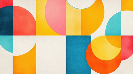 Vibrant abstract design featuring geometric shapes in bold colors. Perfect for modern decor or creative projects.