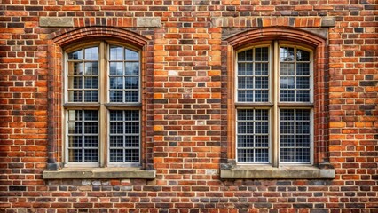 Obraz premium College windows on a rustic brick wall, representing education and architectural elements
