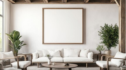 Minimalist Living Room with Blank Canvas