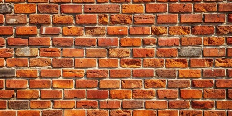 Fototapeta premium A detailed close-up of an old red brick wall background texture