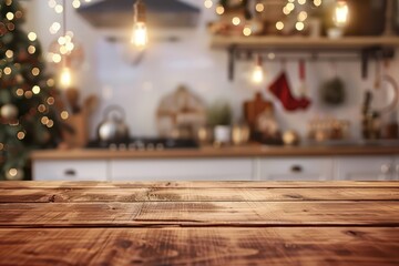 A beautifully decorated kitchen with warm lights, perfect for festive gatherings and holiday cooking inspirations.