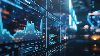 Obraz premium Data Visualization on a Futuristic Screen