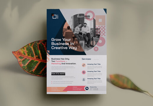 Corporate Flyer Template With Multicolored Accents
