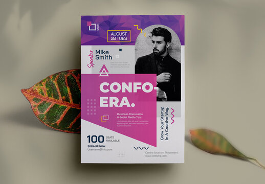 Seminar Flyer Template With Colorful Accents