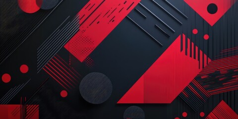 Red and Black Abstract Geometric Background. AI generated illustration
