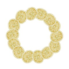 Lemons fresh wreath watercolor illustration