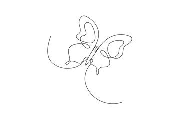Continuous one line butterfly vector art illustration
