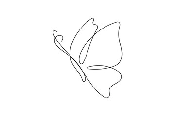 Continuous one line butterfly vector art illustration