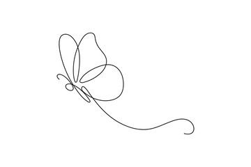 Continuous one line butterfly vector art illustration