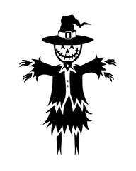 Vector Halloween Scarecrow Icon with Transparent Background for Creative Projects