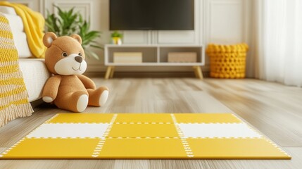 Yellow Play Mat in a Modern Living Room