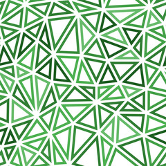 Triangle shapes background with medium-sized triangles in a monotone style. Geometric shapes outlined in a repeatable pattern with a forest green blend. Seamless vector illustration.