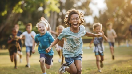 Joyful Community Sports Day with Children and Adults Celebrating Teamwork and Races