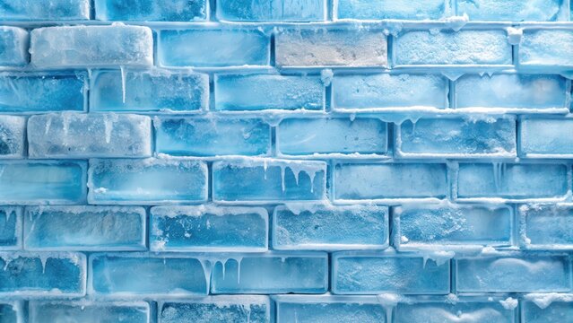 Close up view of ice brick wall texture background for design projects