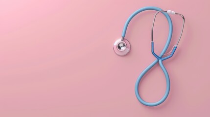 Fototapeta premium A vibrant pink background features a stethoscope, symbolizing healthcare and medical professionalism.