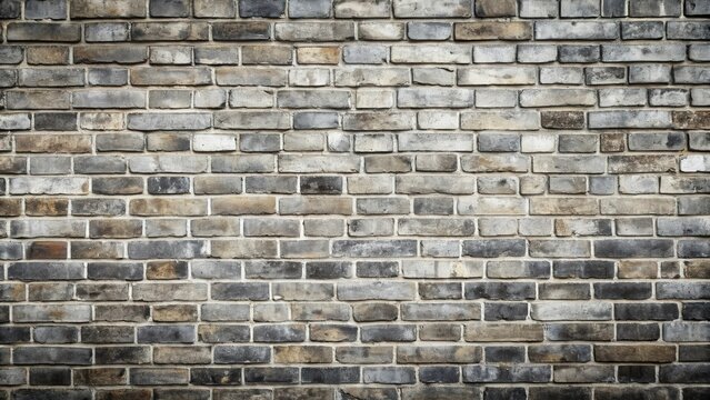 Fototapeta Weathered gray brick wall with rough texture and varying shades of gray