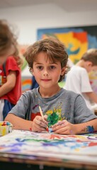 Fototapeta premium Kids Pride Art Workshop Celebrating Diversity and Self-Expression with Colorful Crafts and Paintings