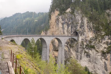 The famous Landwasser viaduct in the Swiss Alps