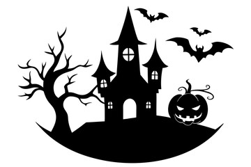 Halloween icon Collection of various scary and funny ghosts and animal ghosts. Magic symbols for parties, celebrations, templates and decorations. Isolated silhouette. Vector
