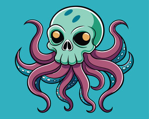 Skull octopus vector illustration